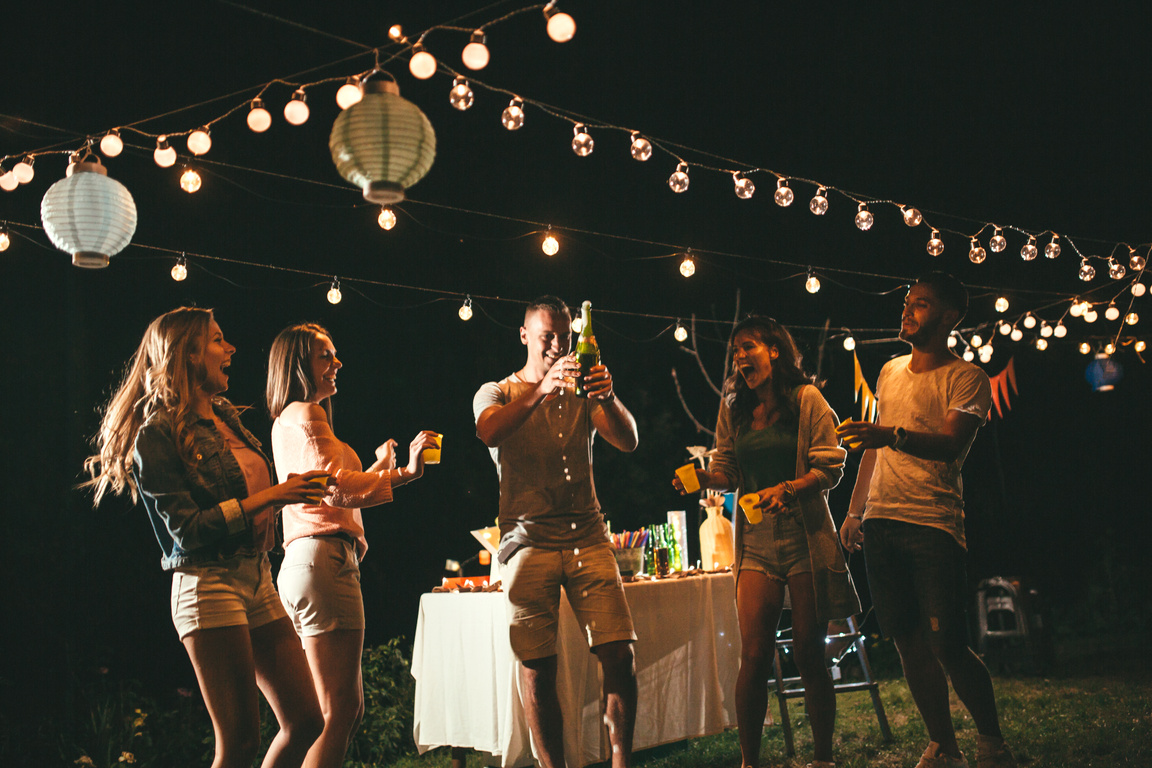 Young people having a party outside