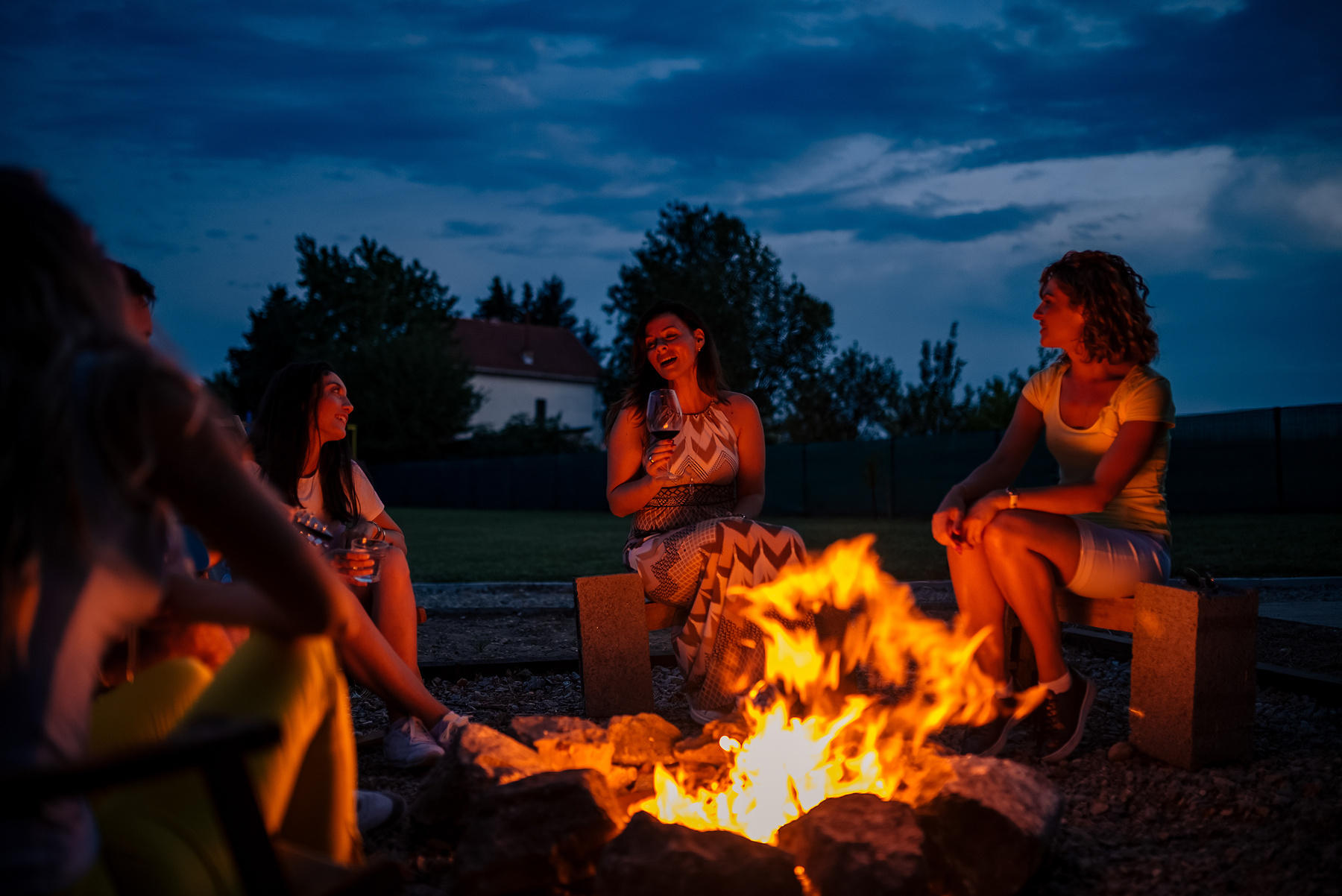 Singing around the bonfire.